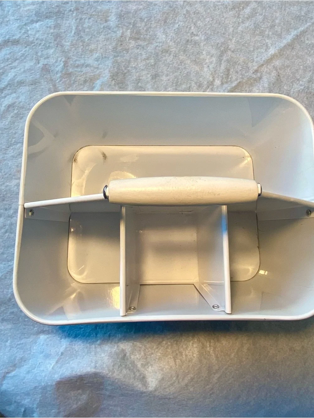 Picnic Beach Condiment Caddy Food Print Metal Tote White